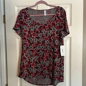 Money Mouse Print Women's Top - Red and Gray